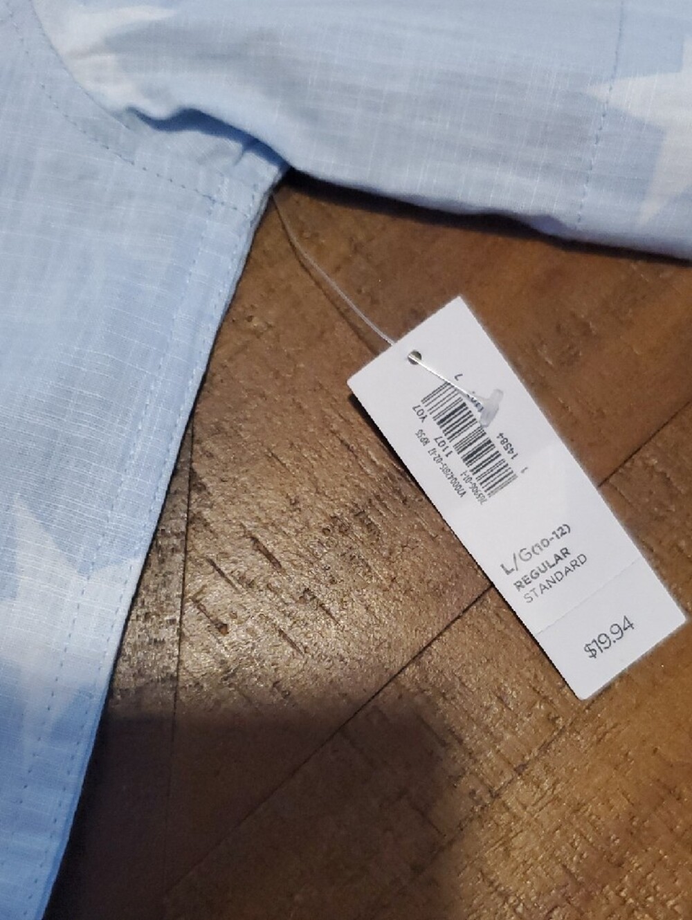 Old Navy Light Blue Star Button-Down Shirt with Red Stripe Pocket - Picture 3 of 4